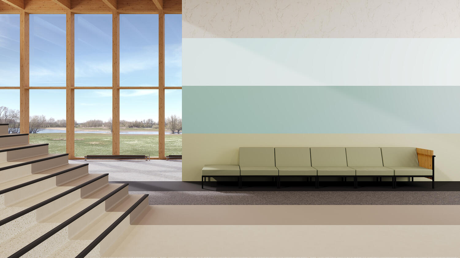 Linha ProtectWALL – Revestimentos Vinílicos para Parede Cores (de cima para baixo): Marble Carrare (264991064); UNI White Blue (264991081); UNI Aqua (264991083); UNI Kaki (264991083) – Tarkett